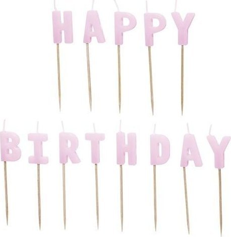 Świeczki Happy Birthday fioletowe 2,5 13szt