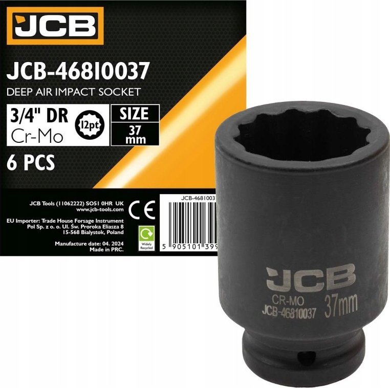 JCB Nasadka udarowa głęboka 3/4" 37mm (12-kątna)