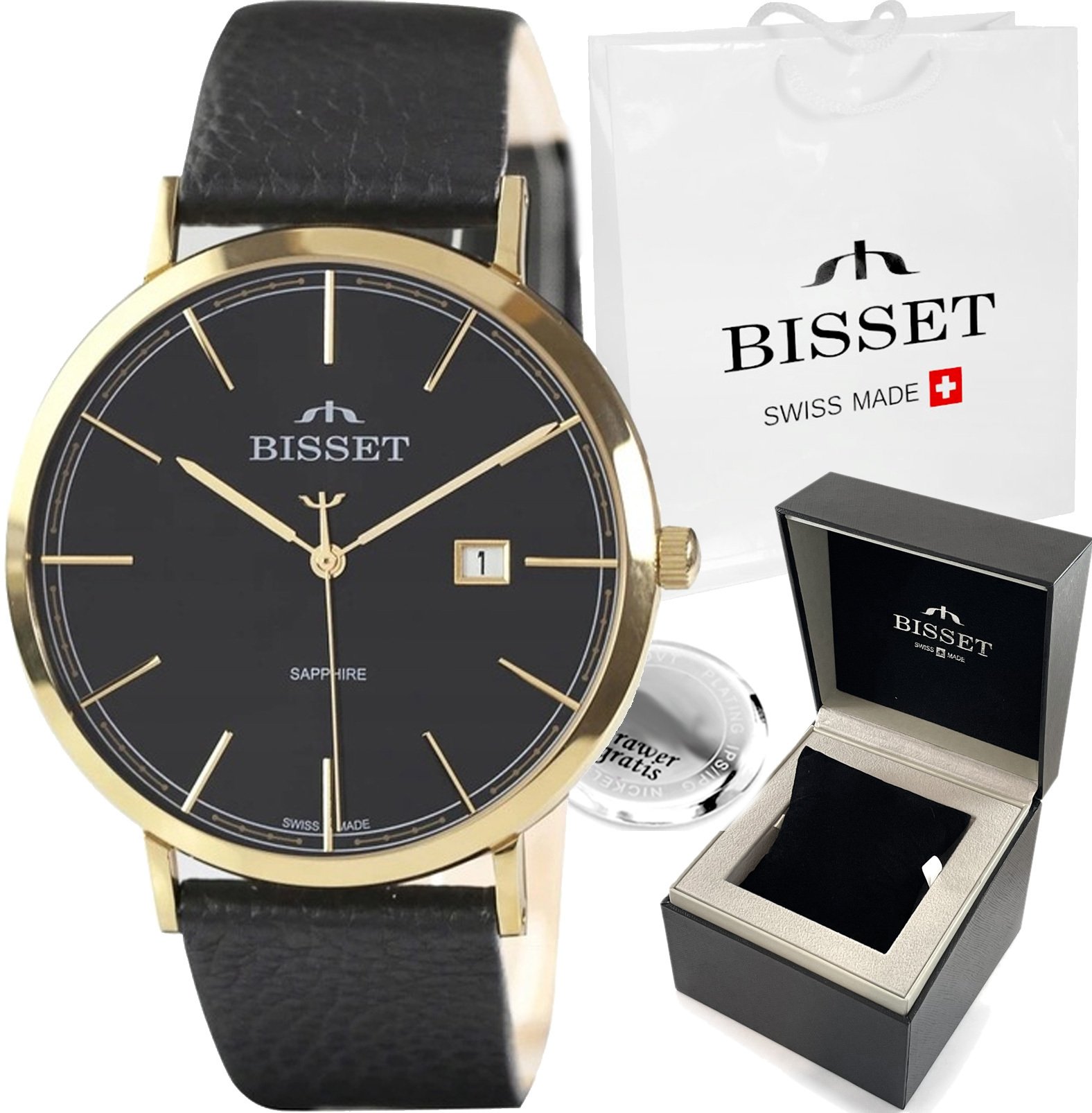 Zegarek Bisset Szwajcarski zegarek męski DORF-1 z GRAWEREM