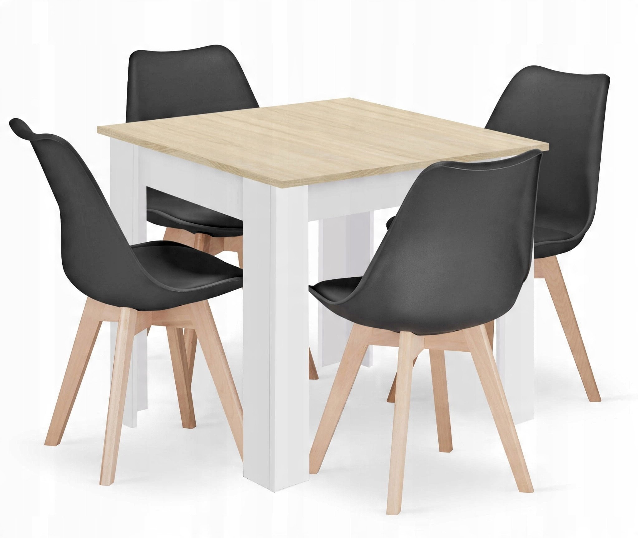 Zestaw stół kwadratowy 80x80 dąb sonoma + 4 krzesła MARK czarne