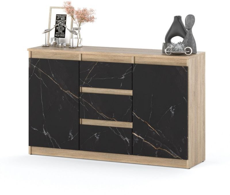 Komoda Pojemna 120cm Szafka Do Salonu Duża 3 Szuflady Sonoma San Sebastian