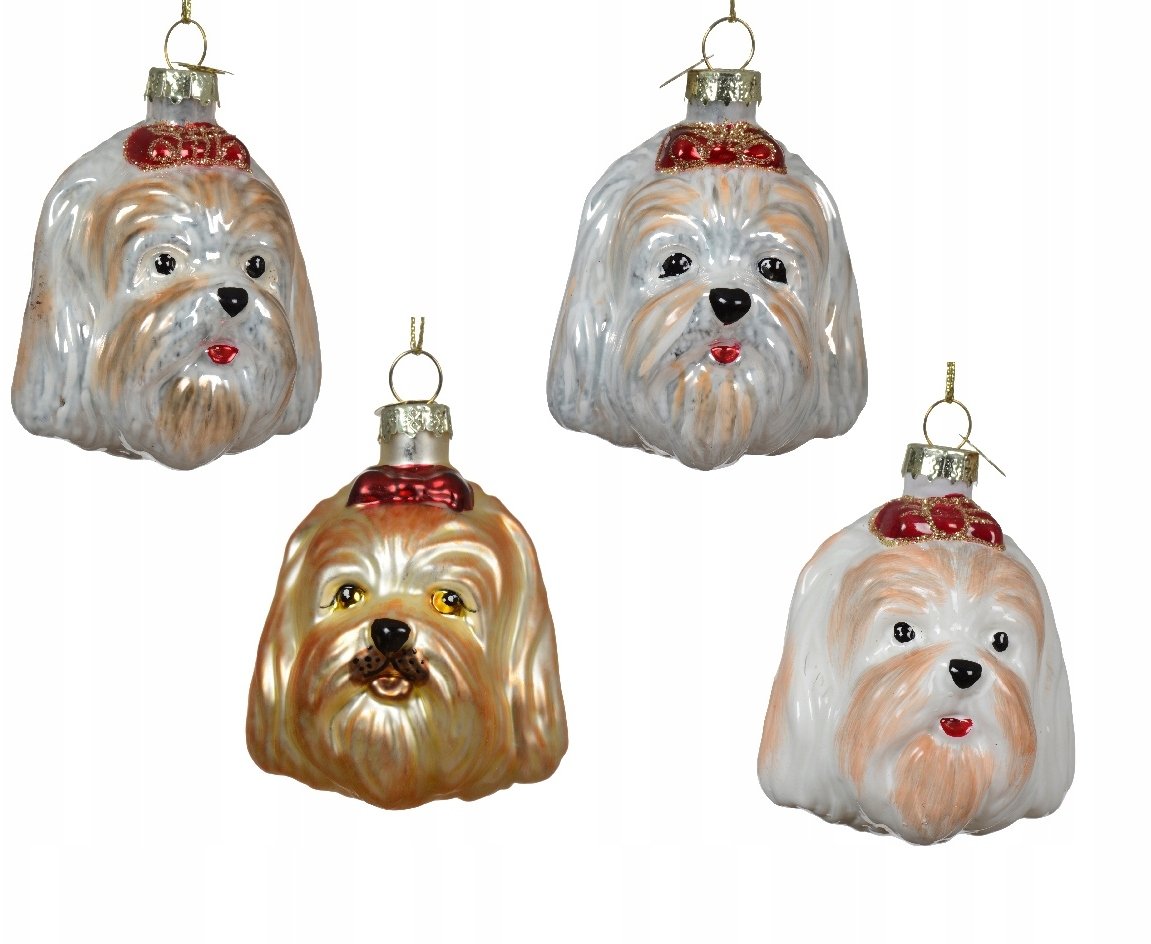 Bombka choinkowa szklana główka pieska 7 cm mix wzorów 1 szt.