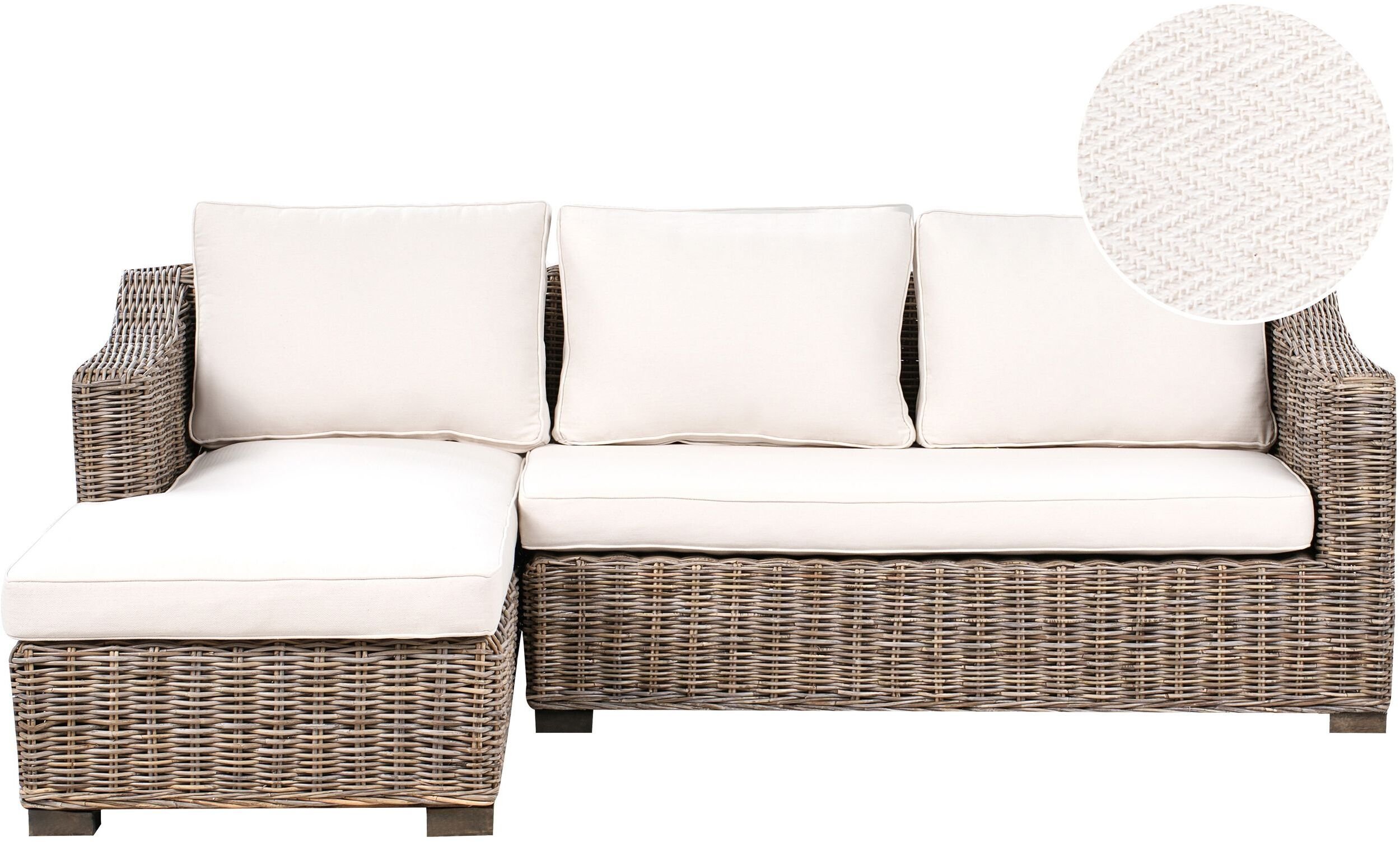 Narożnik ogrodowy dla 3 osób VALLETRI Prawostronny Rattan Szary