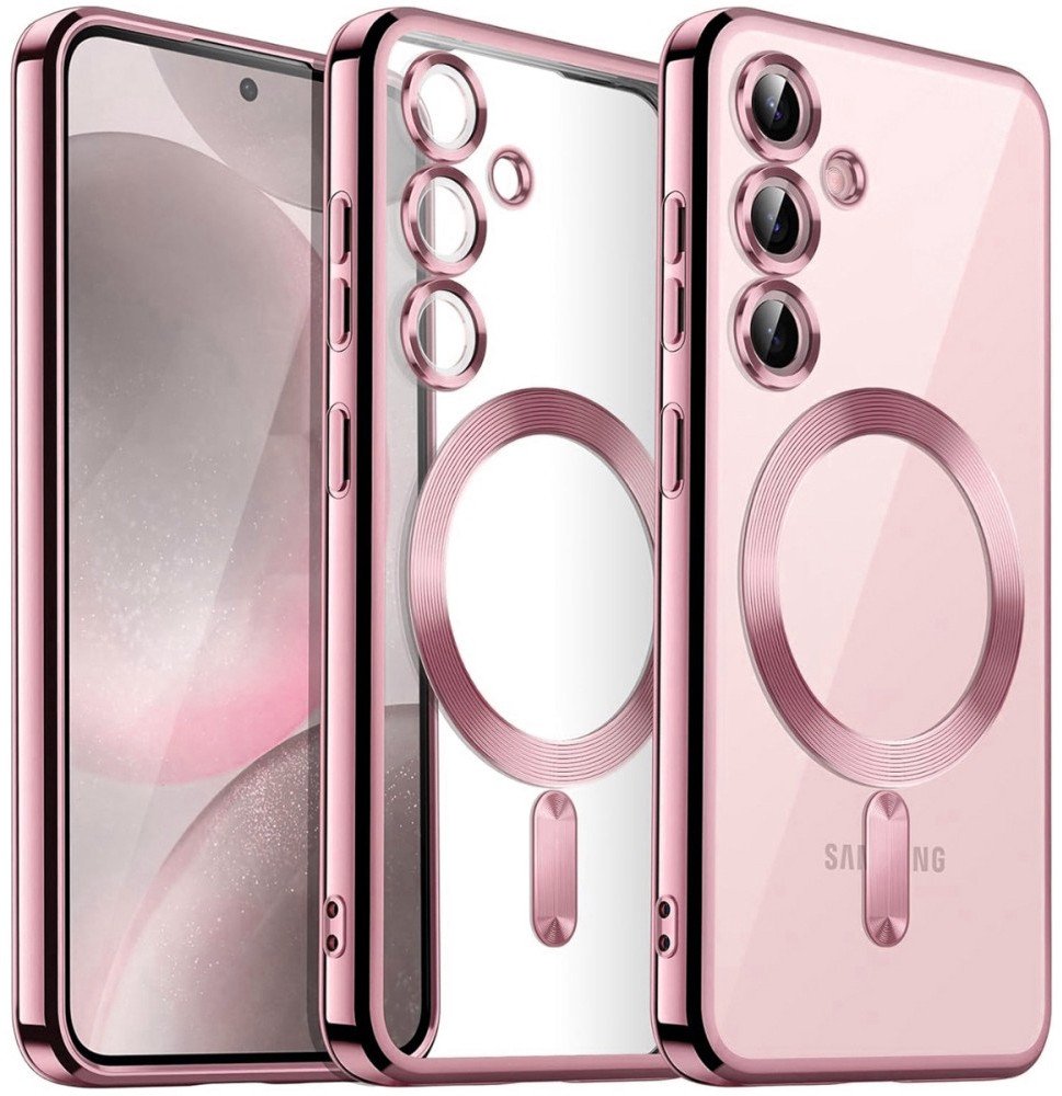 Etui Supero Magnetyczne do Samsung Galaxy A15/ A15 5G, przezroczyste ze różową ramką