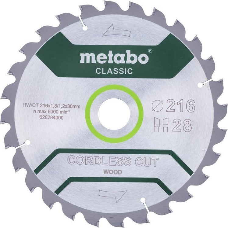 Metabo METABO PIŁA TARCZOWA HW/CT 216x30x28z CORDLESS CUT WOOD CLASSIC