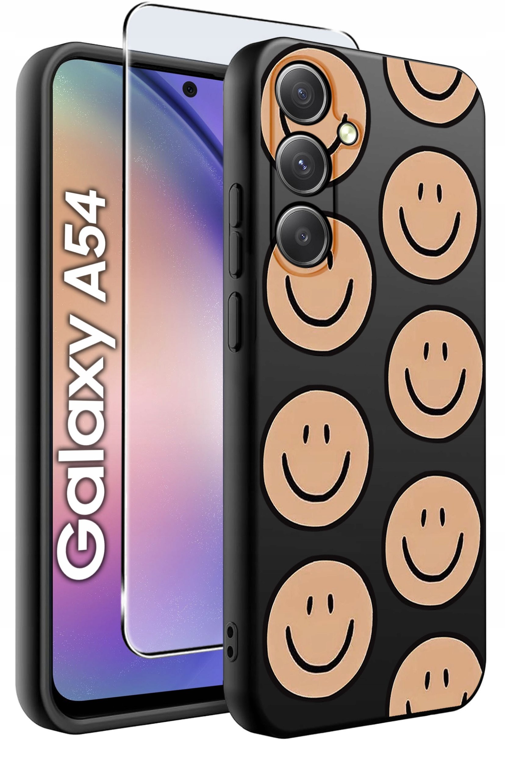 ETUI do Samsung A54 5G WZORY | SILIKONOWE MATT CASE + SZKŁO 9H