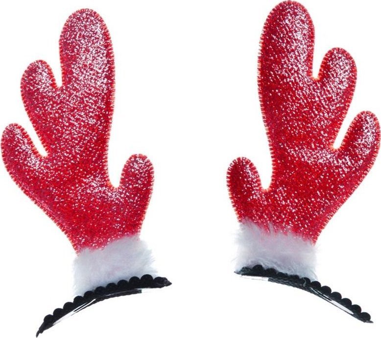 Brokatowe rogi renifera czerwone 2szt