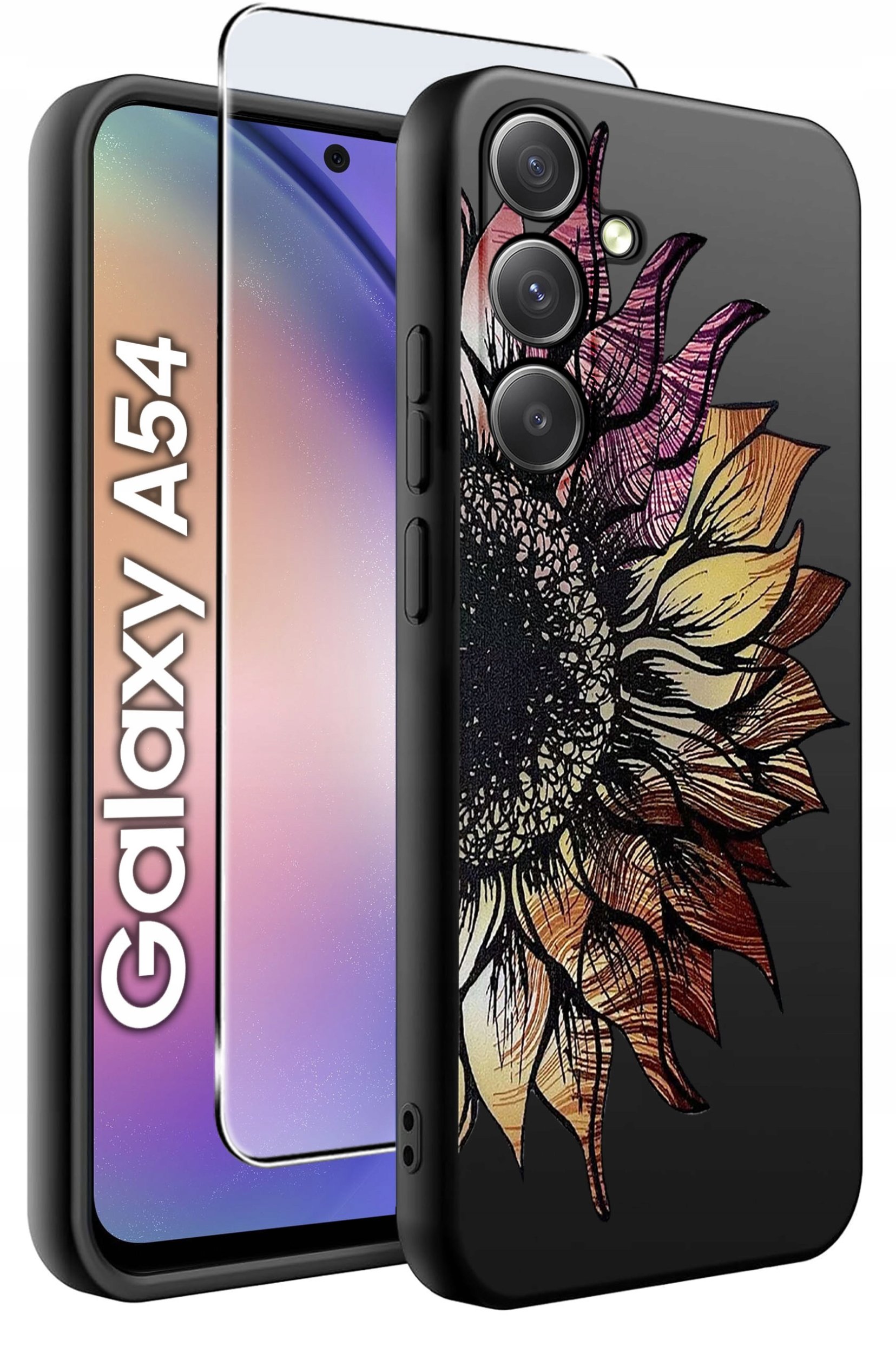 ETUI do Samsung A54 5G WZORY | SILIKONOWE MATT CASE + SZKŁO 9H