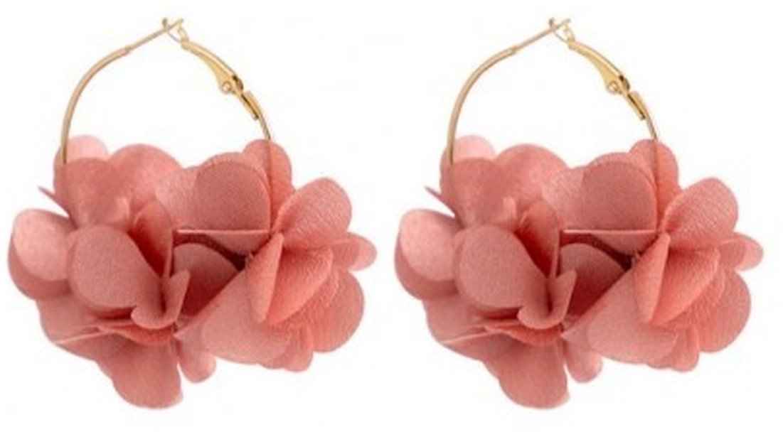 Ecarla Kolczyki wiszące, koła, tiulowe kwiaty k1677r