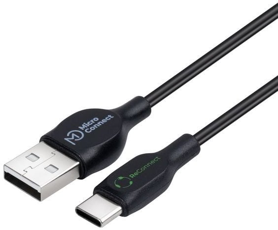 Kabel USB MicroConnect USB-A - USB-C 1 m Czarny (ECO-USB3.1CCHAR1B)