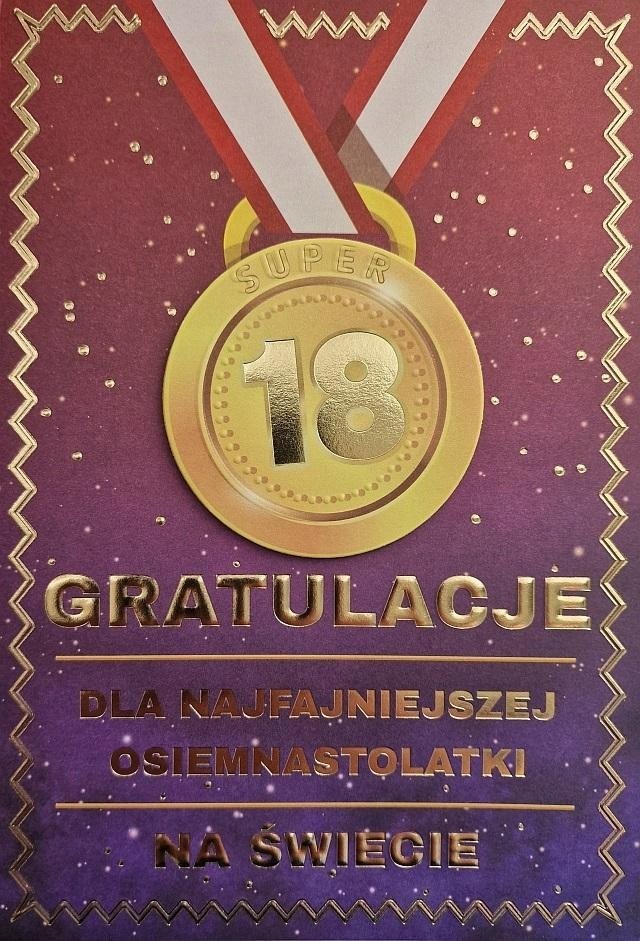 Yeku Karnet Urodziny 18 medal damskie