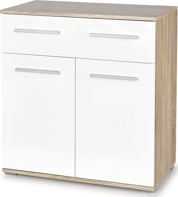 Elior Komoda do salonu Lines C6 - biała + dąb sonoma