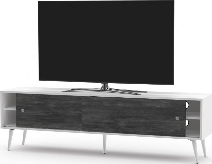 Sonorous Drewniana szafka RTV w stylu RETRO SONOROUS RTRA-180-WHT-BNW szerokość 180cm