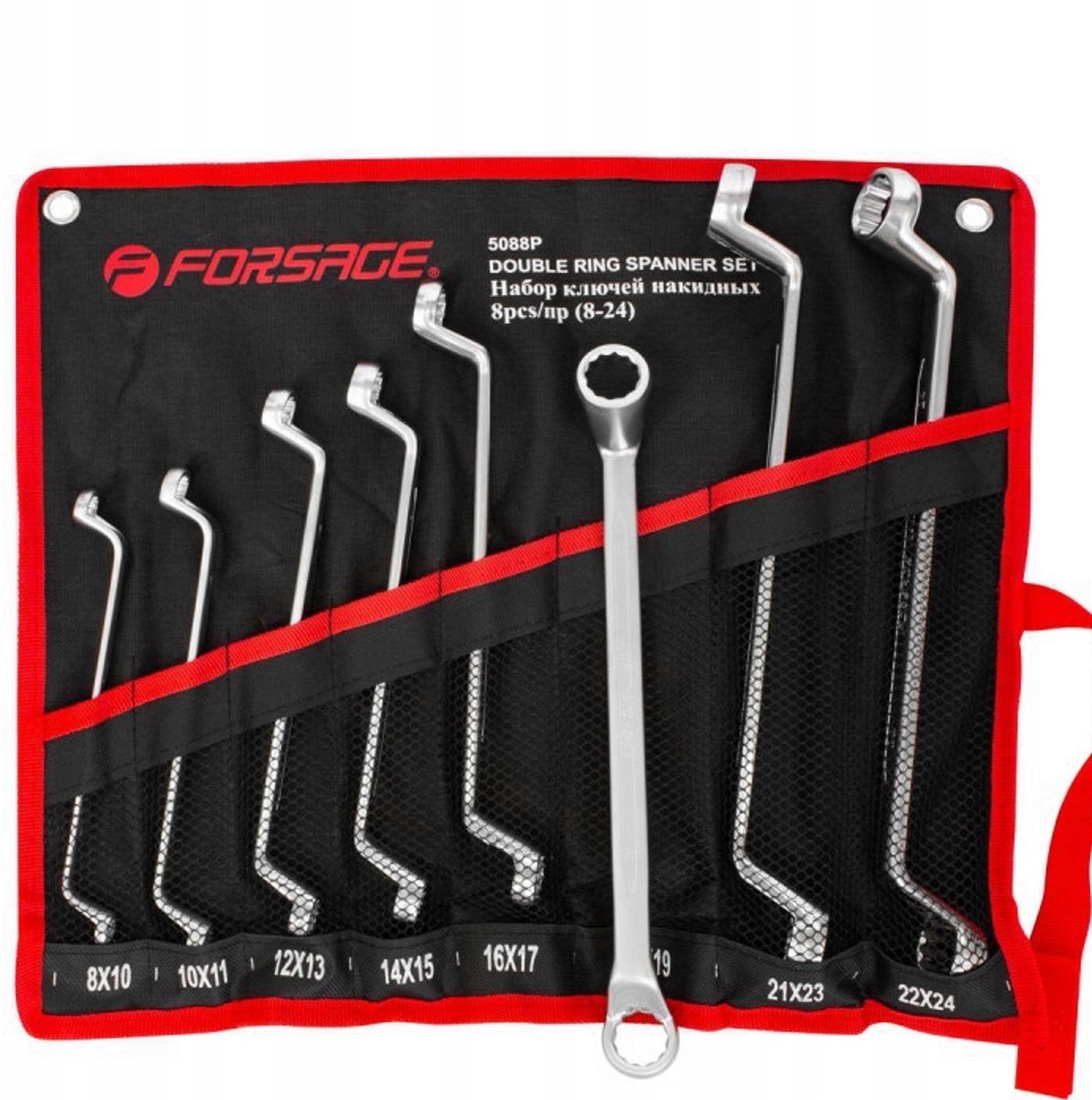 Forsage Zestaw kluczy oczkowych wygiętych 8 el.8-24 mm CrV