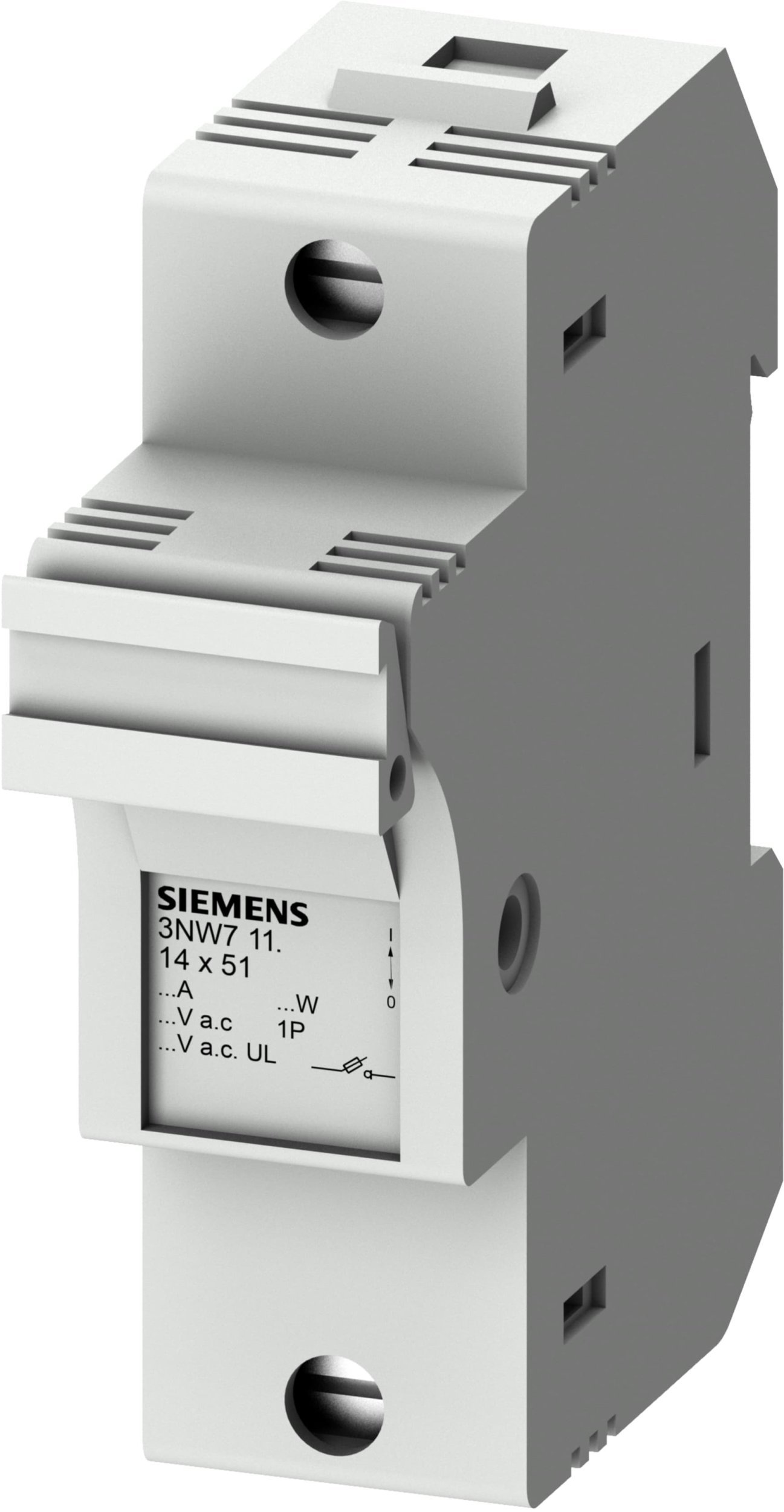 Podstawa bezpiecznikowa do wkładek cylindrycznych 14x51mm 50A 1-bieg. Na szynę DIN 3NW7111