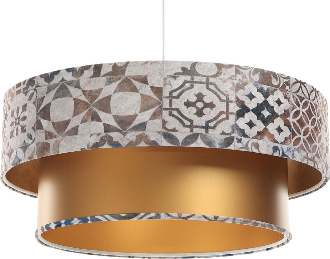 Lampa wisząca Lumes Złota lampa wisząca z welurowym abażurem - S433-Majra
