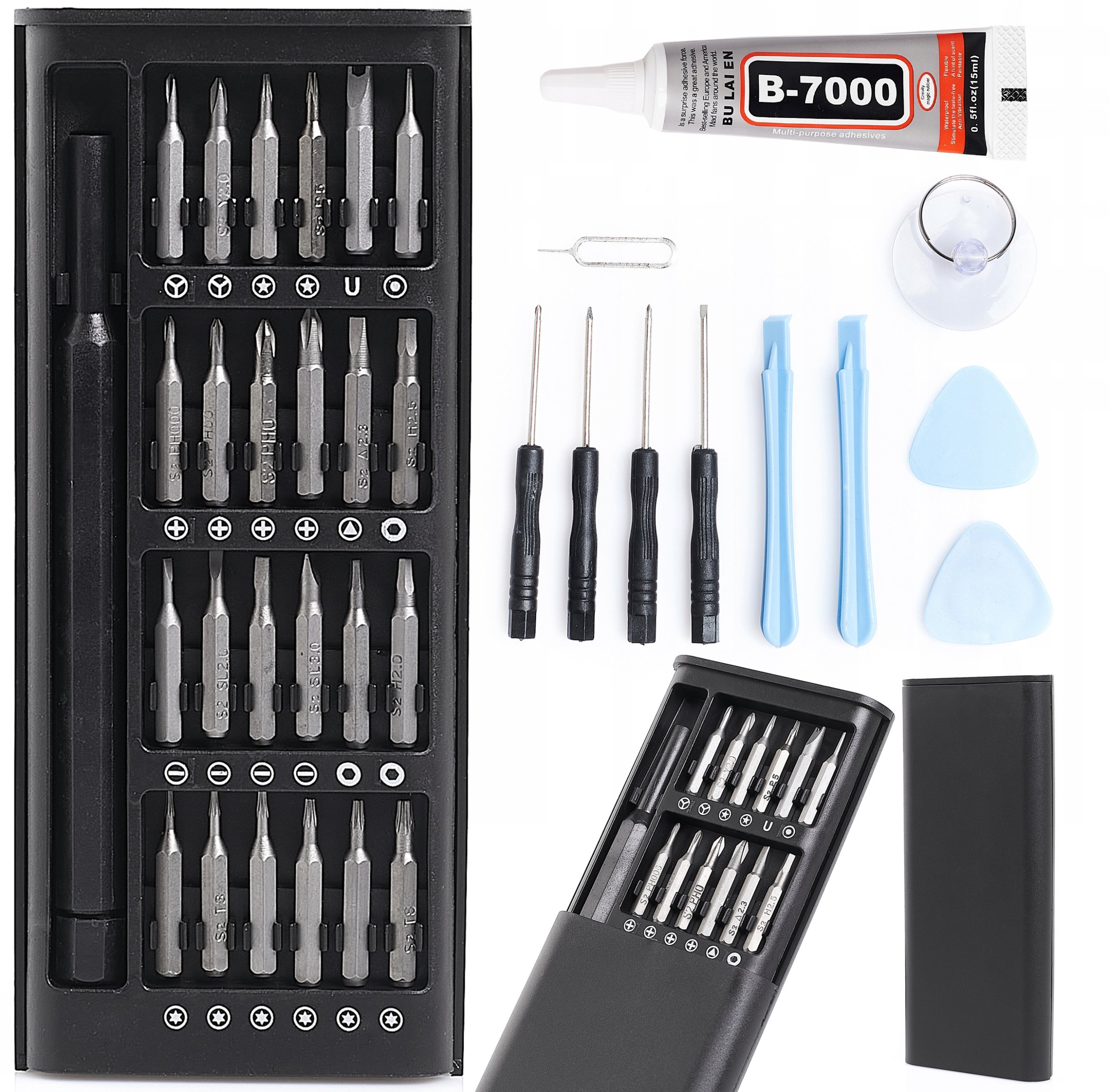 Zestaw Narzędzi do Wymiany Ekranu + Klej do Wyświetlaczy B7000 15ml 35w1