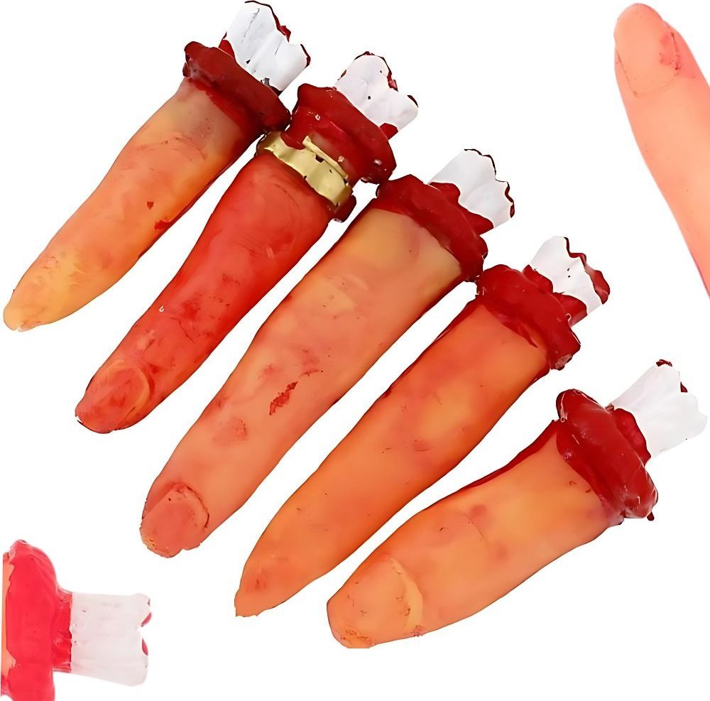Verk Sztuczne odcięte palce dekoracja halloween 5 gumowych zakrawionych palców Sztuczne odcięte palce dekoracja halloween 5 gumowych zakrawionych palc