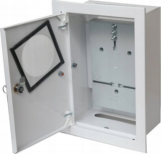 Alfako Rozdzielnica podtynkowa metalowa 1x1F na licznik elektroniczny zamek okienko RAL 9003 A-RW18E