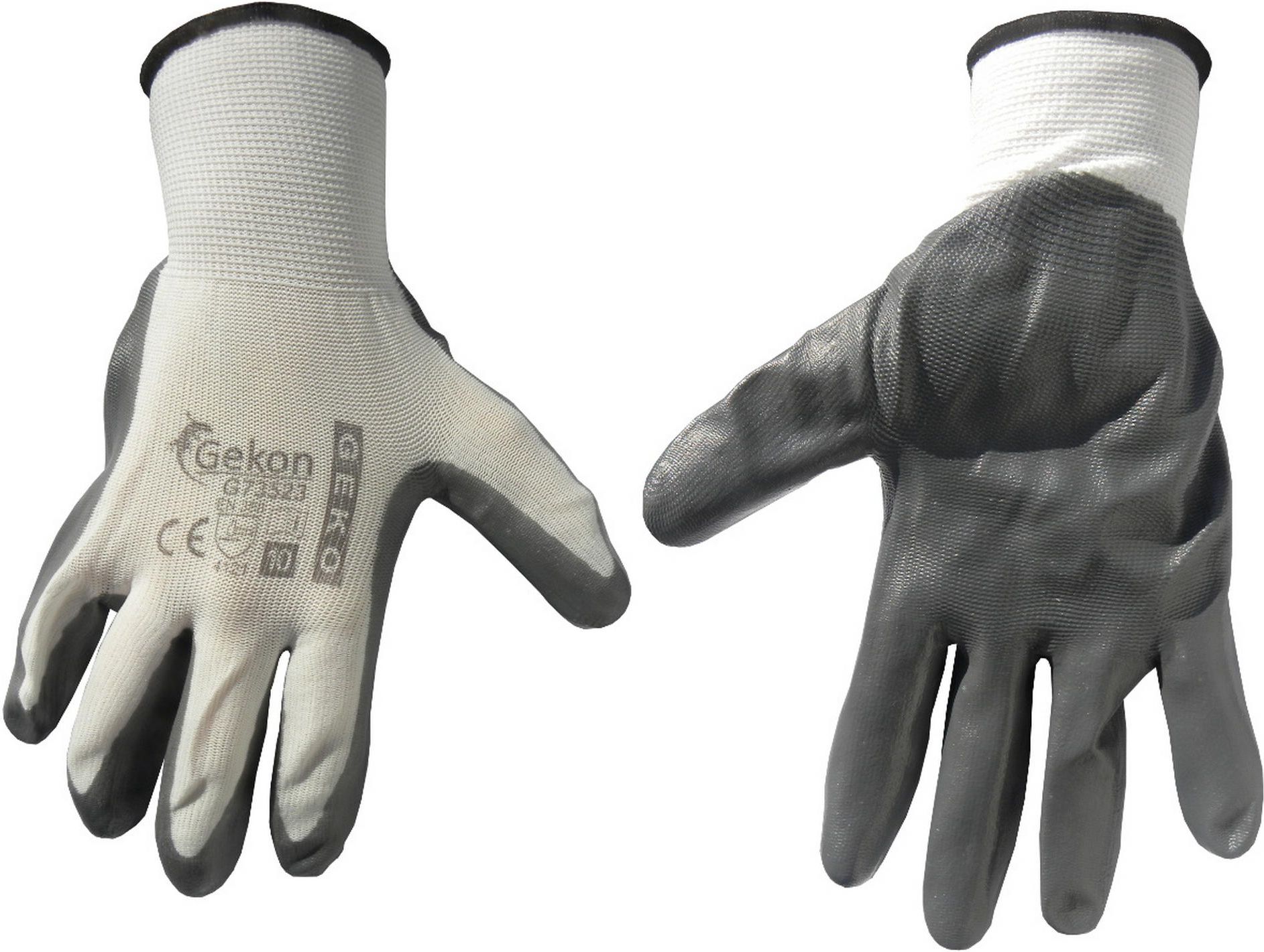 Geko Rękawice ochronne GEKON r.10/biało-szare/(12/300)