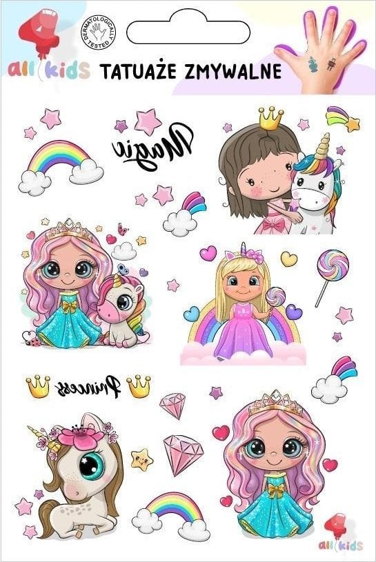 Tatuaże zmywalne dla dzieci Księżniczki jednorożce
