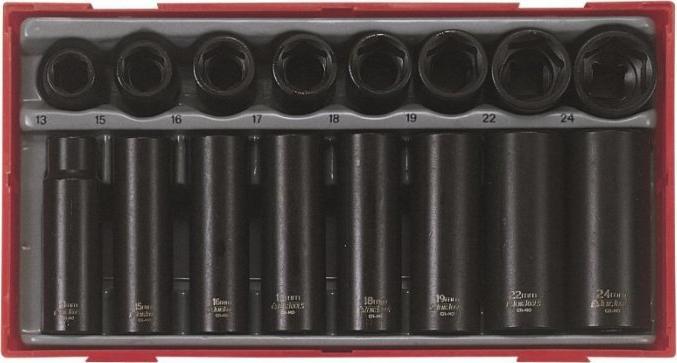 Teng Tools 16-elementowy zestaw nasadek maszynowych z chwytem kwadratowym 1/2"