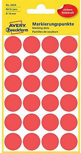 Avery Zweckform ETYK.ZF 3004 ŚR.18 KÓŁKA CZERWONE ETYKIETY - 3004