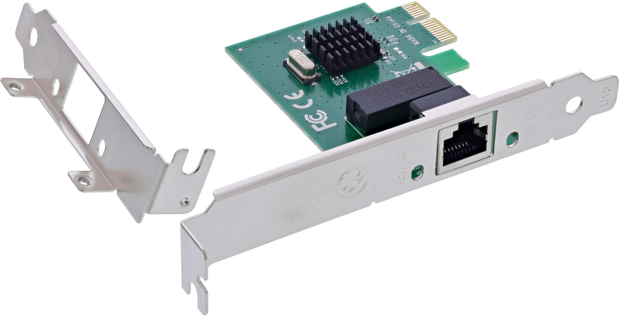 Karta sieciowa InLine ® Gigabit karta sieciowa, 1x RJ45 1Gb/s, PCIe x1, niskoprofilowa płyta montażowa