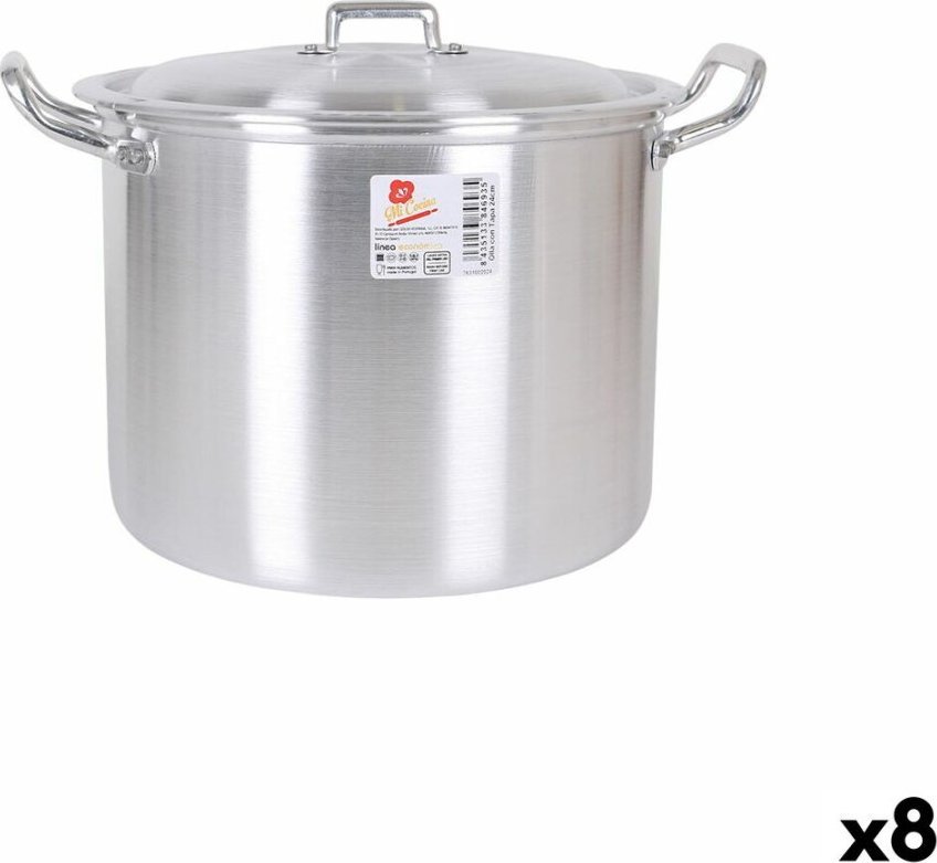 Bigbuy Cooking Garnek z Pokrywką Aluminium 31,5 x 26 x 21 cm (8 Sztuk)