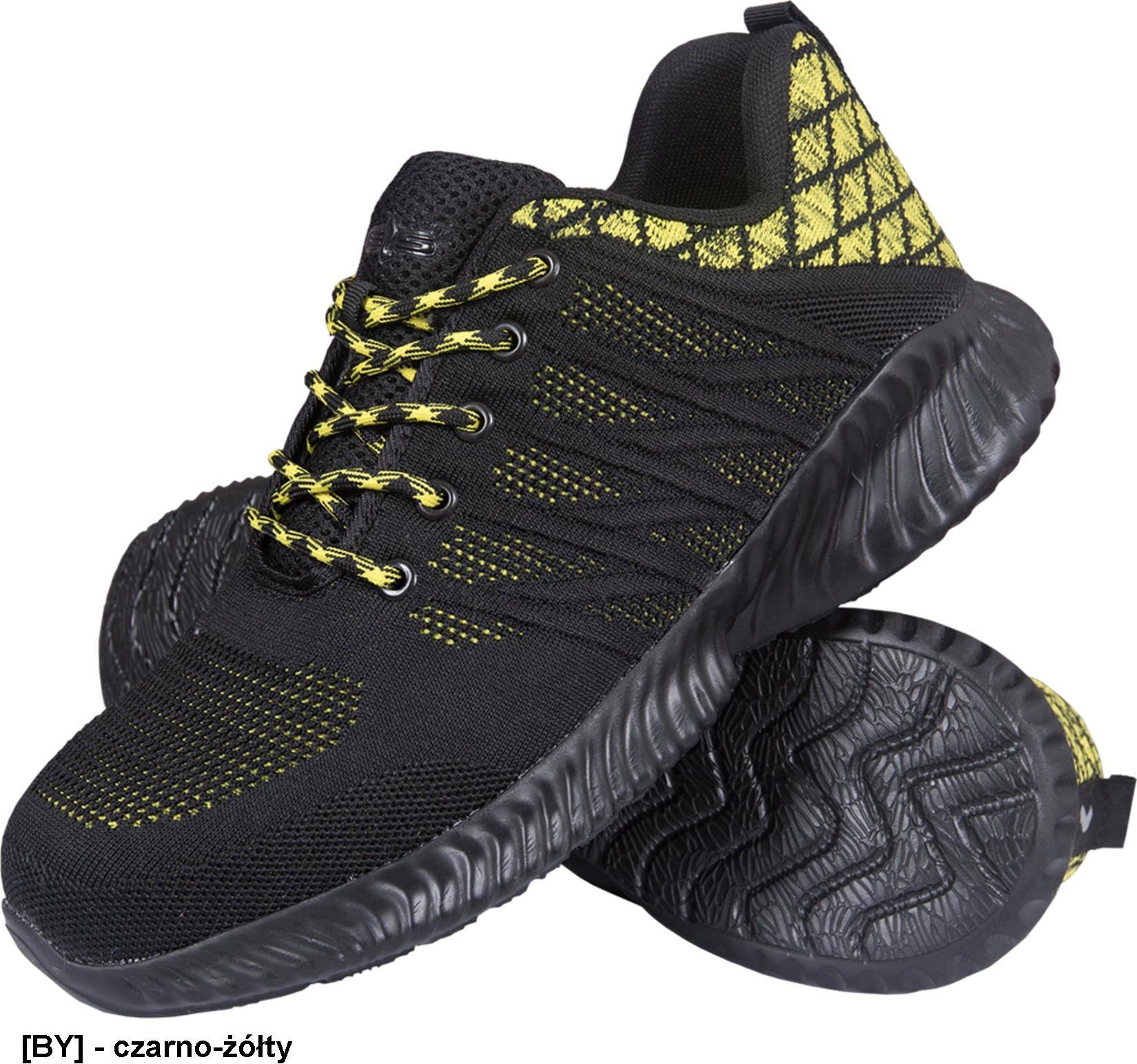 R.E.I.S. BRPAVEL SB P SRA - półbuty bezpieczne PAVEL, podnosek, oddychające siateczka, podeszwa antypoślizgowa odporna na przebicie - czarno-żółty 44