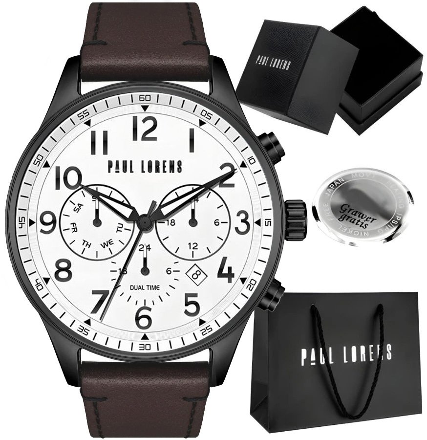 Zegarek męski Paul Lorens BAYAS-3B1 z GRAWEREM