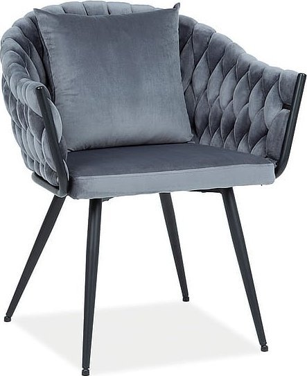 Signal Krzesło NUVO VELVET szare z podłokietnikami Signal