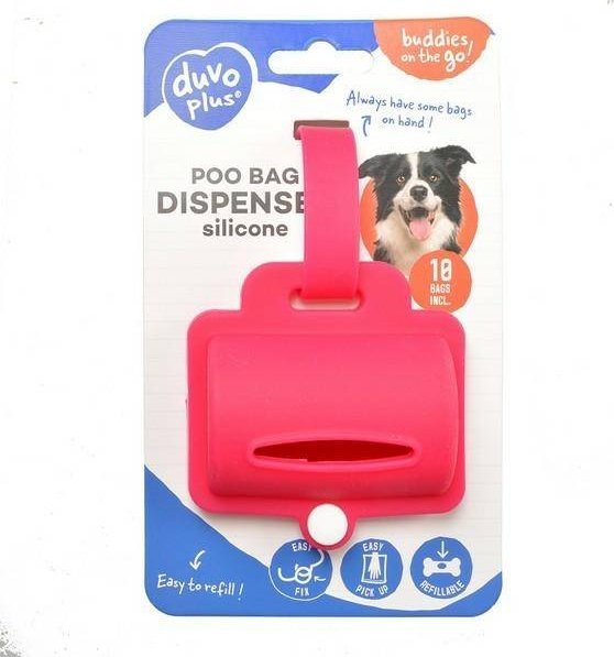 Duvo+ Duvo+ Dyspenser Na Worki Na Odchody Dla Psa Różowy + Worki