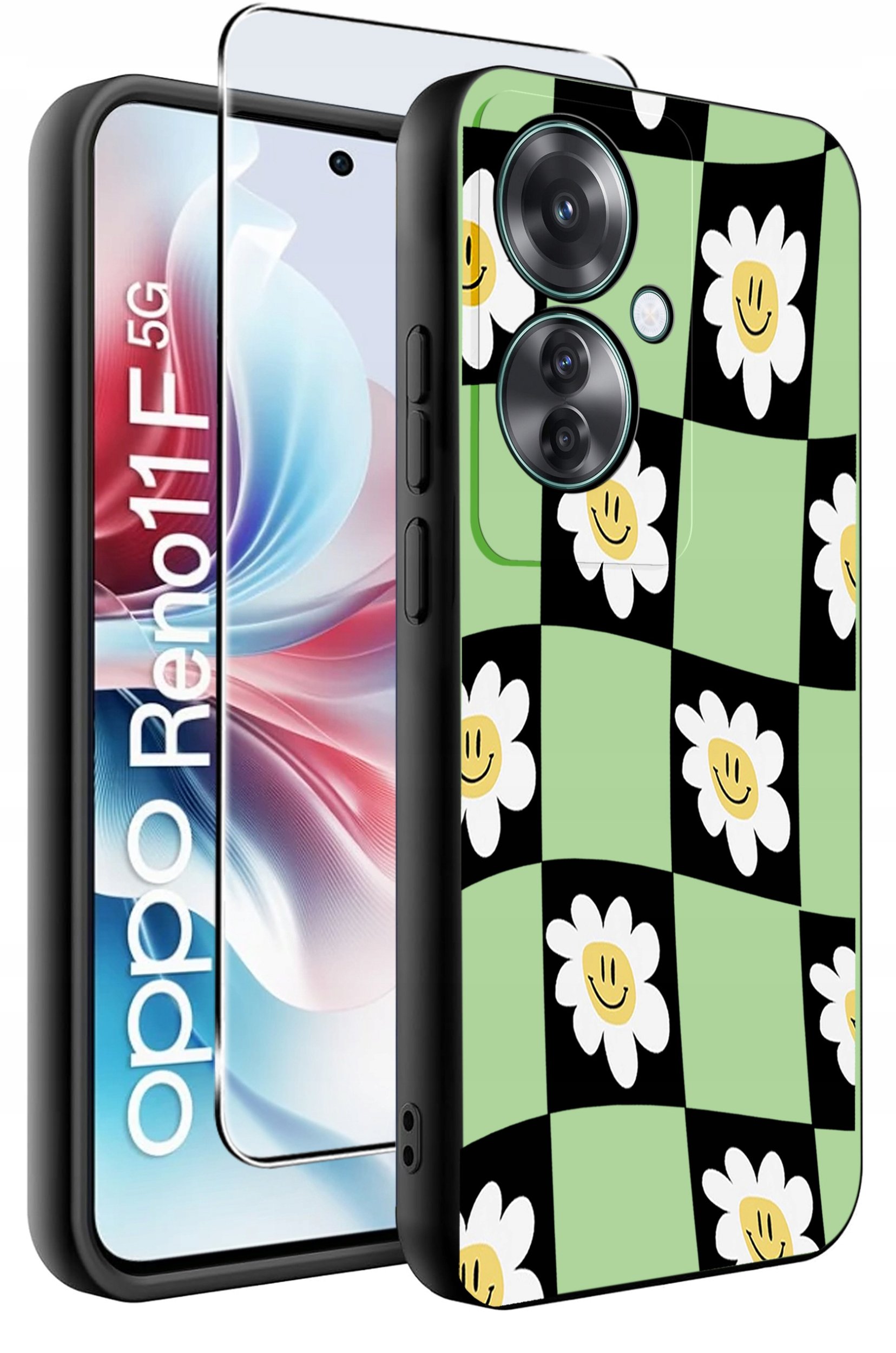 ETUI do Oppo Reno11 F 5G WZORY | SILIKONOWE MATT CASE + SZKŁO HARTOWANE 9H