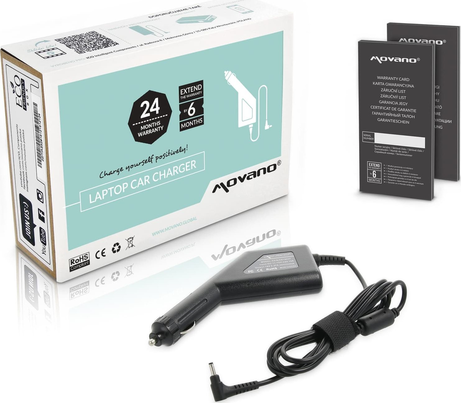 Zasilacz do laptopa Movano Zasilacz samochodowy Movano 19v 2.37a (3.0x1.1) 45W do Asus, Acer