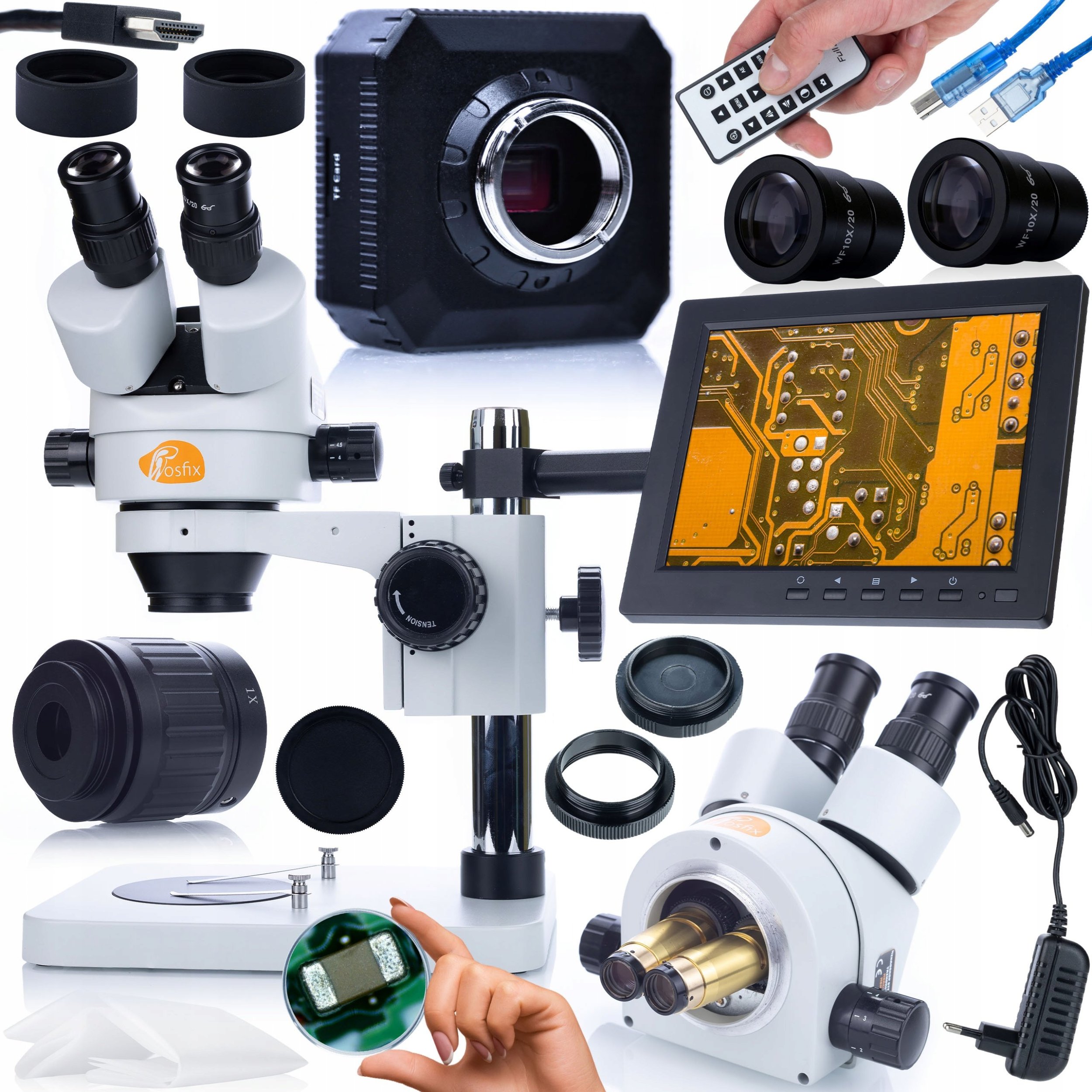 Mikroskop Rosfix ZESTAW MIKROSKOP OPTYCZNY MERCURY 270x KAMERA 16MP FHD UCHWYT WYŚWIETLACZ