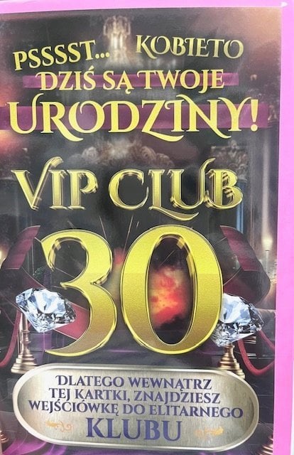 Yeku Karnet Urodziny 30 damskie