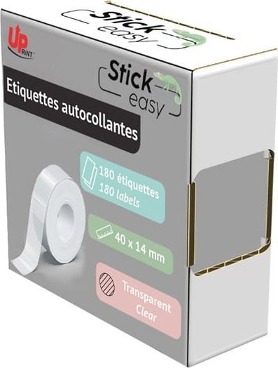 Inne UPrint etykiety 14mmx40mm, przezroczysta, 180 etykiety, pakowane po 1 szt., UP21 180 TRANSPARENT, do drukarki etykiet UPrint