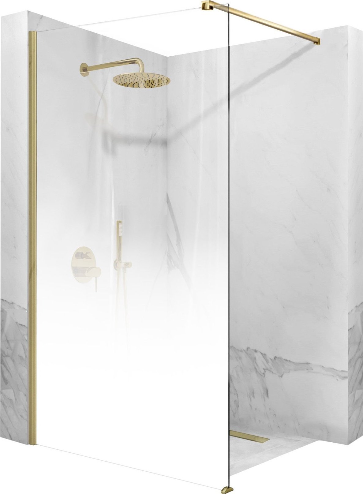 Rea Ścianka prysznicowa Rea Aero Ombre Złota Szczotkowana/Biała 110