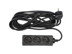 Vorel Przedłużacz elektryczny z uziemieniem 3 gniazda 5,0m czarny (72617)