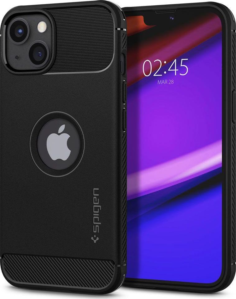 Spigen Spigen Rugged Armor etui pokrowiec do iPhone 13 pancerna obudowa czarny matowy