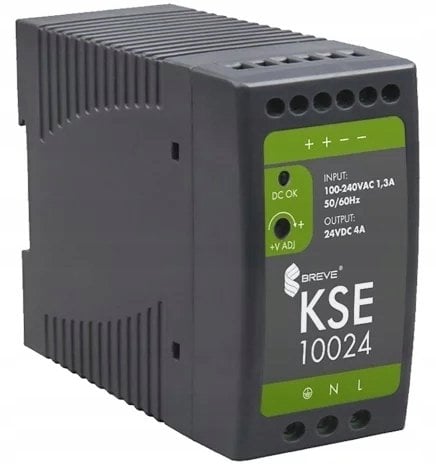 Zasilacz impulsowy KSE 10024P 230/ 24V DC 4A na szynę DIN, Uzas: 85-264VACVAC, Ta70, 17000-1544