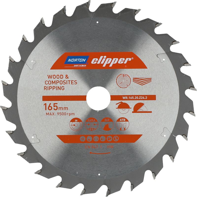 Norton Clipper NORTON PIŁA TARCZOWA 165mm x 20mm x 24z DREWNO I KOMPOZYTY ATB (2,6 / 1,6) N70184608046