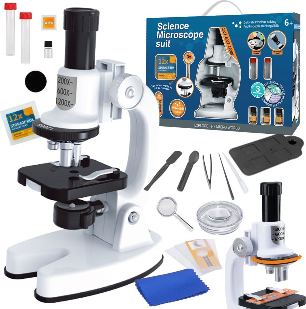 MIKROSKOP EDUKACYJNY NAUKOWY CYFROWY LUPA PRZYBLIŻENIE 1200X + AKCESORIA