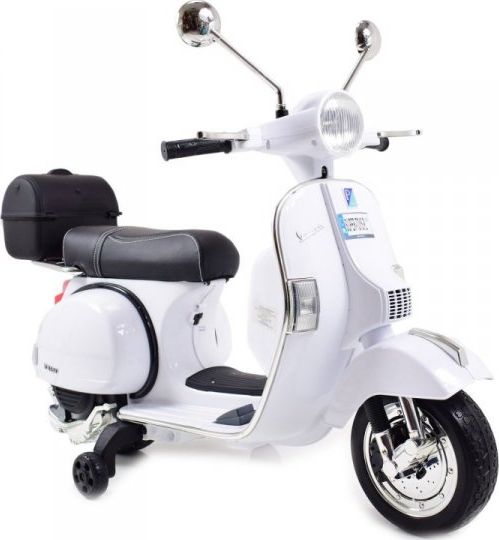 Super-Toys ORYGINALNA VESPA PX150, MIĘKKIE KOŁA, MIĘKKIE SIEDZENIE, KUFEREK/PX150
