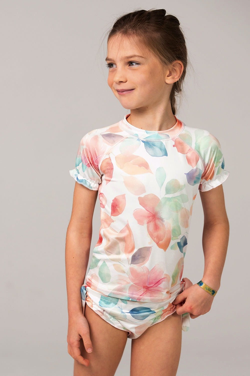Dwuczęściowy kostium uv dla dziewczynki 122-128, 7-8 lat, koszulka i majtki, Ducksday, Bliss