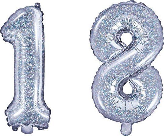 BALONY foliowe na 18 urodziny 35cm HOLO