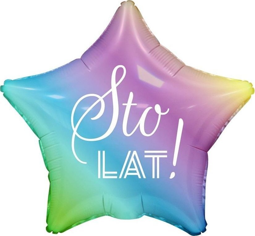 GoDan Balon foliowy Sto Lat, gwiazda gradient 48cm