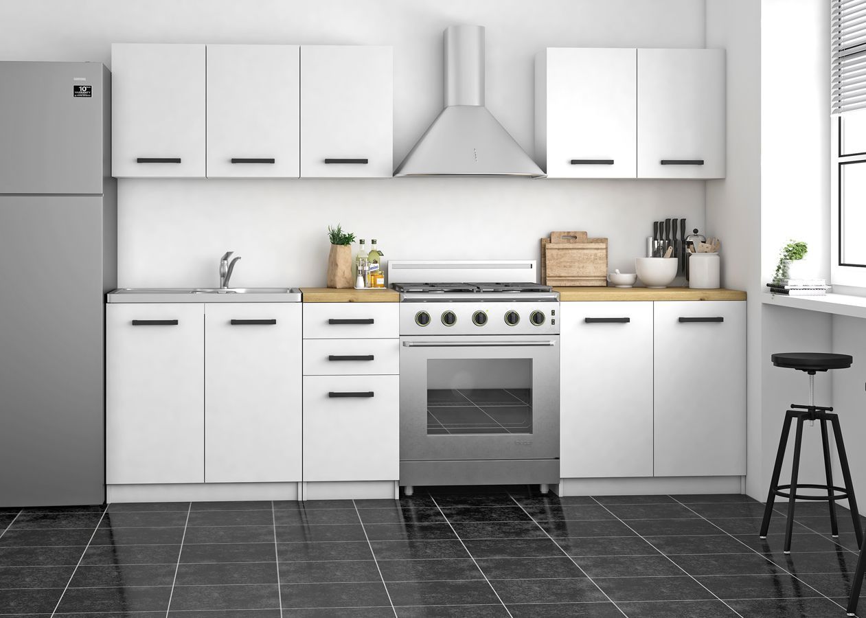 Elior Zestaw mebli kuchennych Stejar - biały mat + dąb artisan