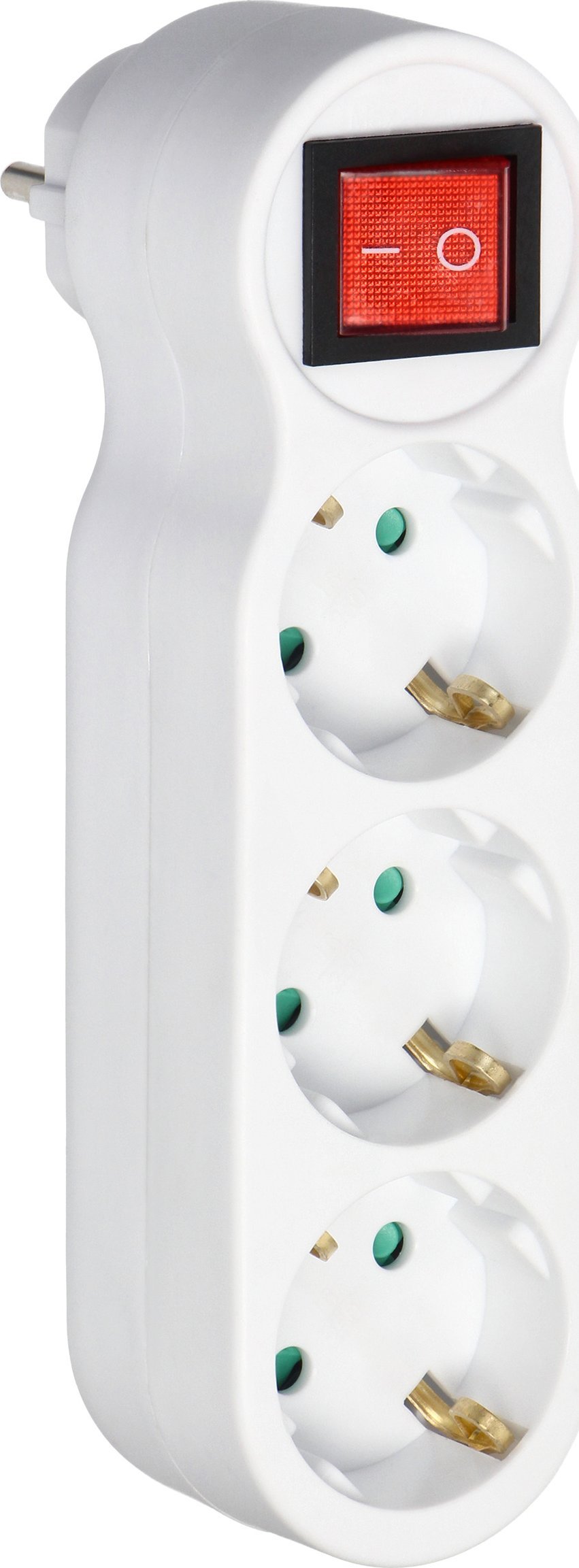 Orno Rozgałęźnik 3x2P+Z (Schuko) z włącznikiem i wtyczką górną, biały